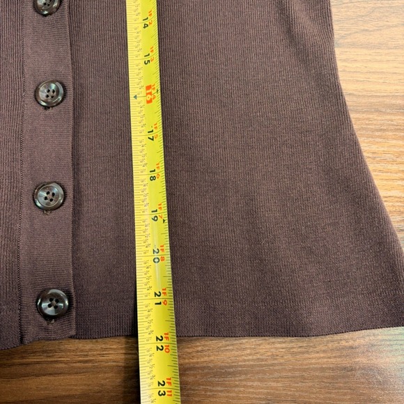 Coldwater Creek Brown Silk Cotton Blend 3/4 Sleeve V Neck Cardigan Sweater Sz S - Picture 9 of 10